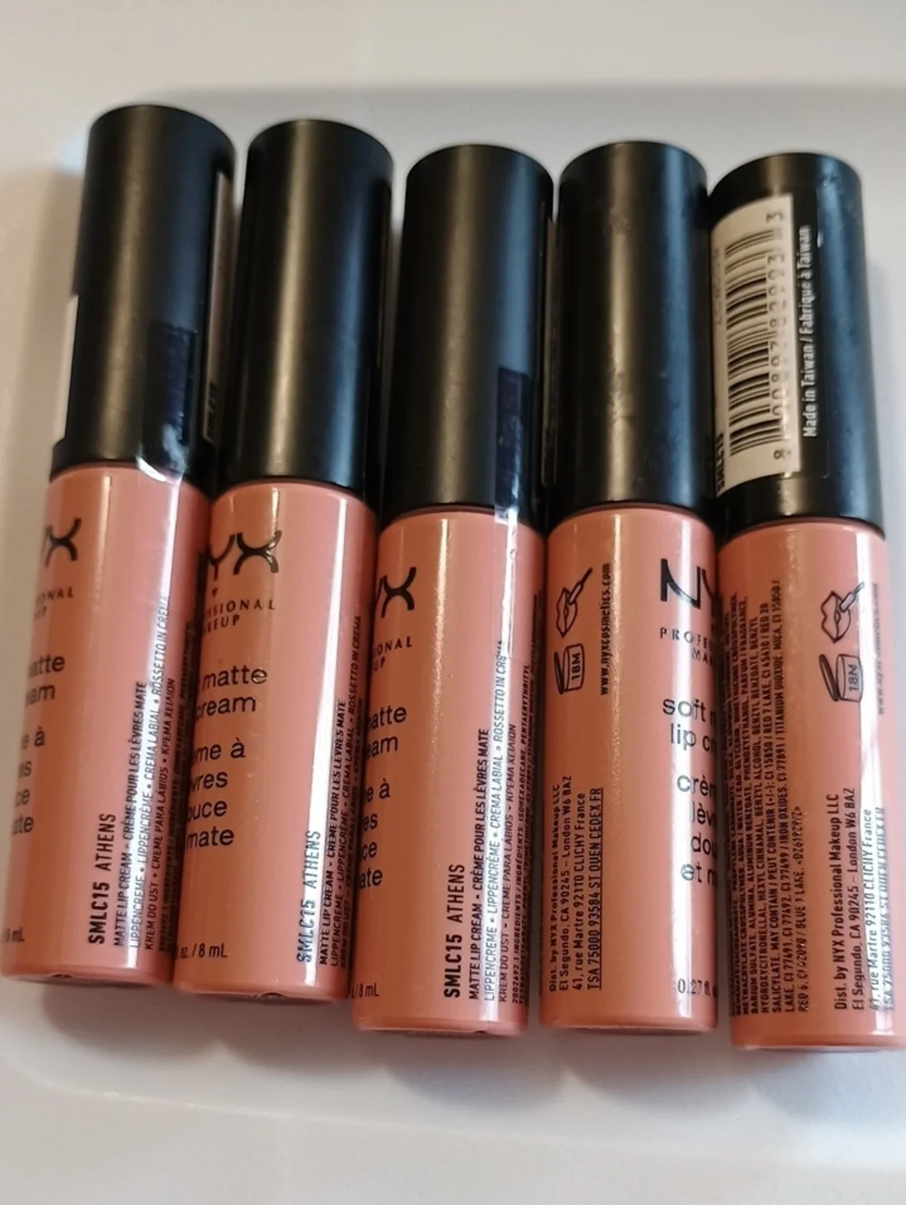 5 x NYX Soft Matte Lip Cream, Lightweight Liquid Lipstick, Athens